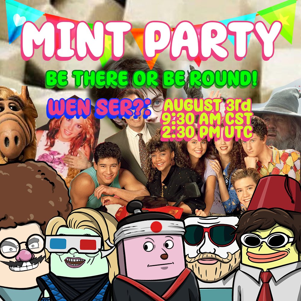 ‼️ MINT PARTY ‼️

Tomorrow is a very special day for the <a href="/TofusquadNFT/">TOFU SQUAD NFT◽️</a> fam! 🍥

Mint party will start at exactly 9:30AM CST / 2:30 PM UTC! 🎉

We will have live giveaways, music, special guests, and more! 🔥

See you there!🫡

REMINDER: x.com/i/spaces/1zqKV… 👈