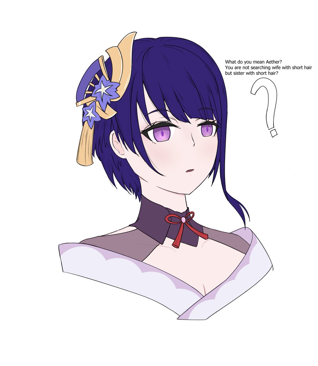 art trade with <a href="/ente_prise39/">Ente_</a> ! Raiden Shogun Ei with short haircut!

#原神 #雷電将軍 #RaidenShogun #RaidenEi #Genshinimpact #髪型チェンジ #散髪