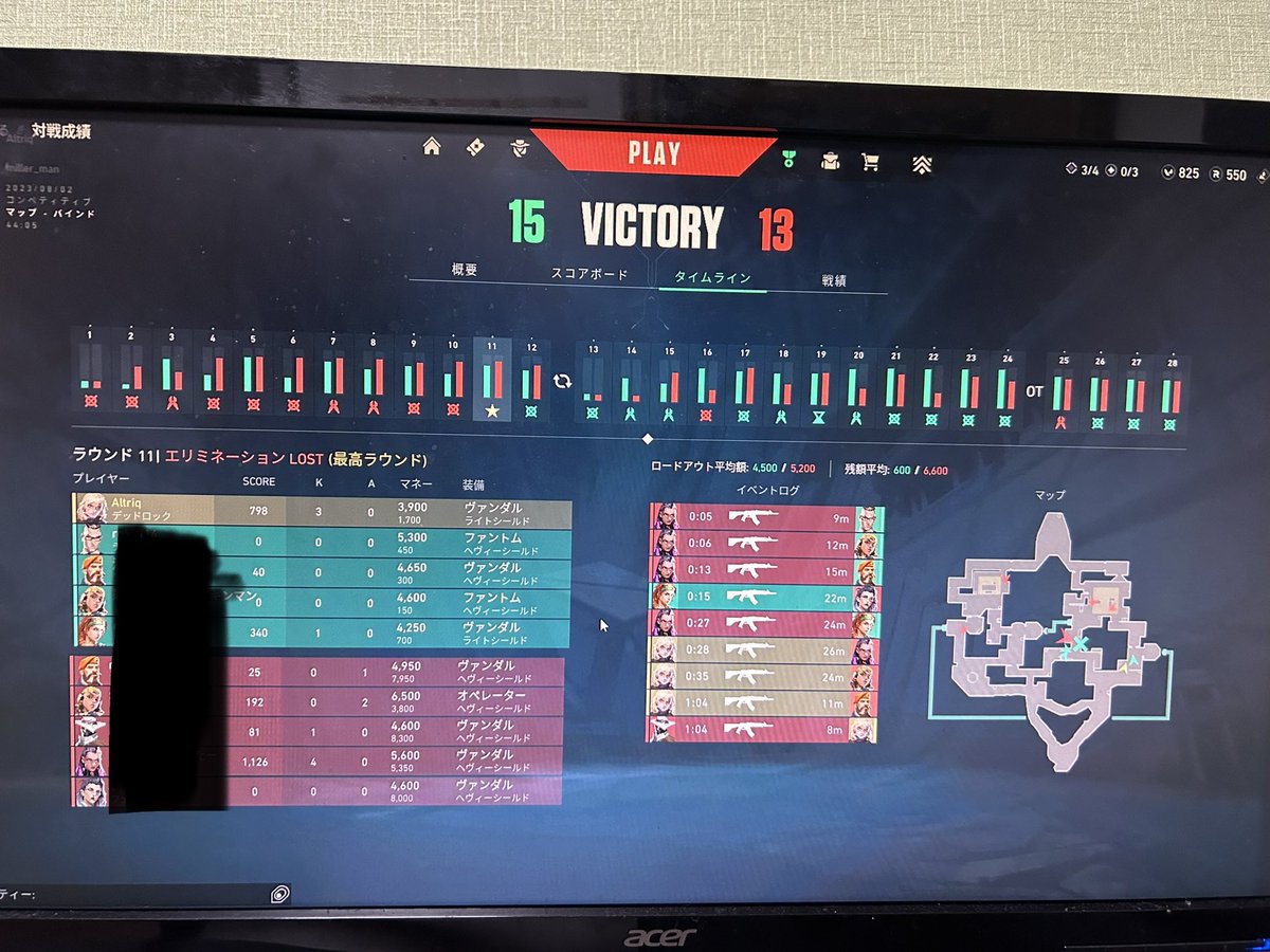 1116Ichisuke's tweet photo. 1-11からまさかの逆転
FNATIC越えました
#VALORANT https://t.co/jh3b4xECYX