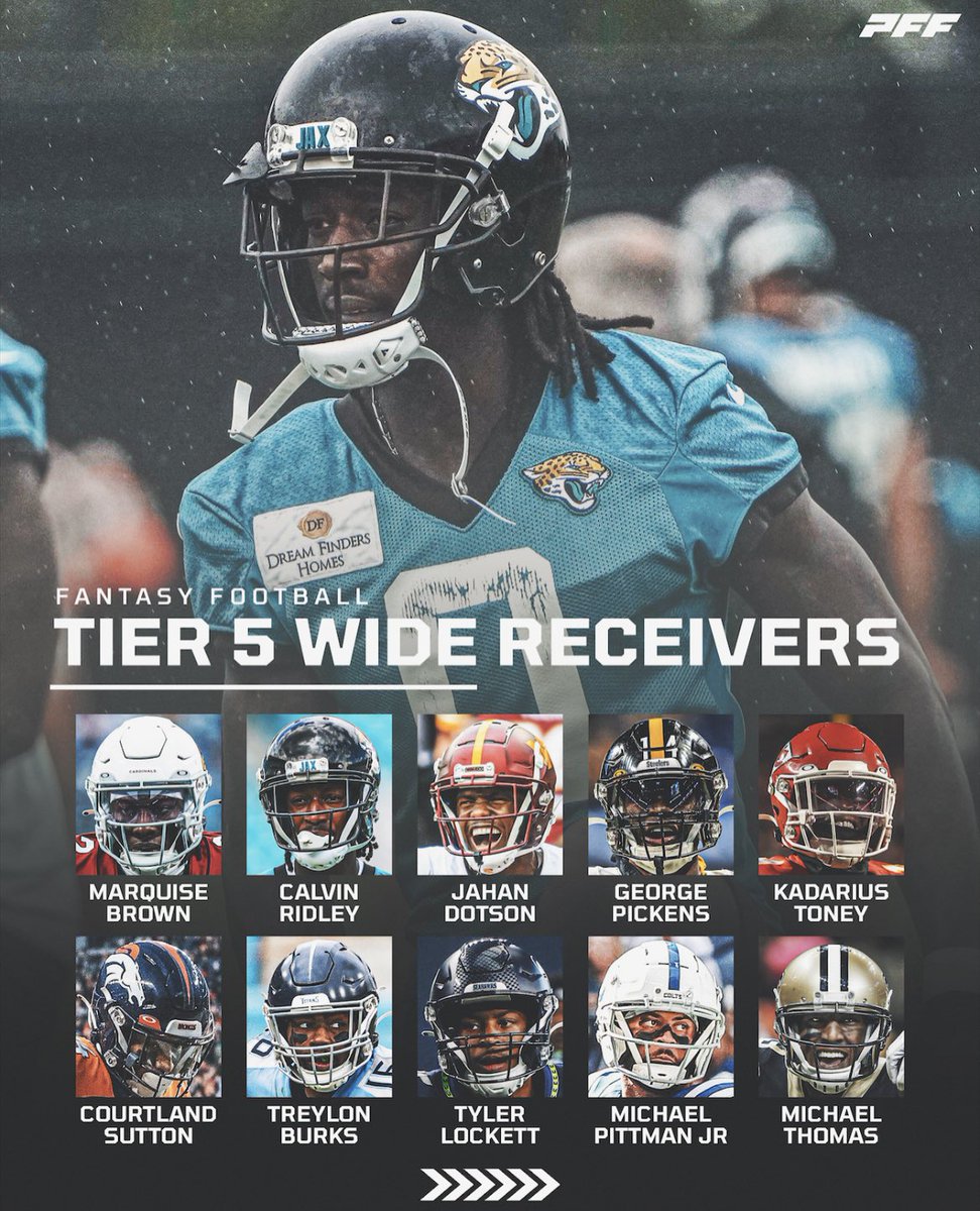 PFF_Fantasy's tweet image. TIER 5 FANTASY WRs 🗣️