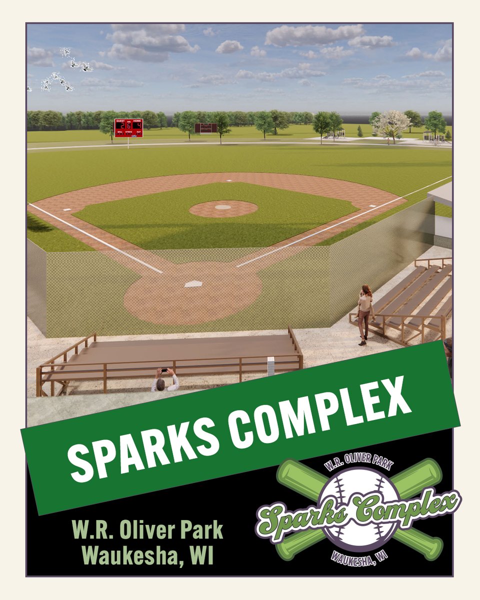 sparkscomplex's tweet photo. Sparks Complex is set to have an all-artificial turf field with new, free-standing dugouts, new lights, scoreboards, and A/V systems.

Learn more: https://t.co/ZaECl582BJ

#sparkscomplex #jacksonsparks #waukeshastrong #waukesha #donate #baseball #baseballlove #fieldrendering https://t.co/wytXFWxEop