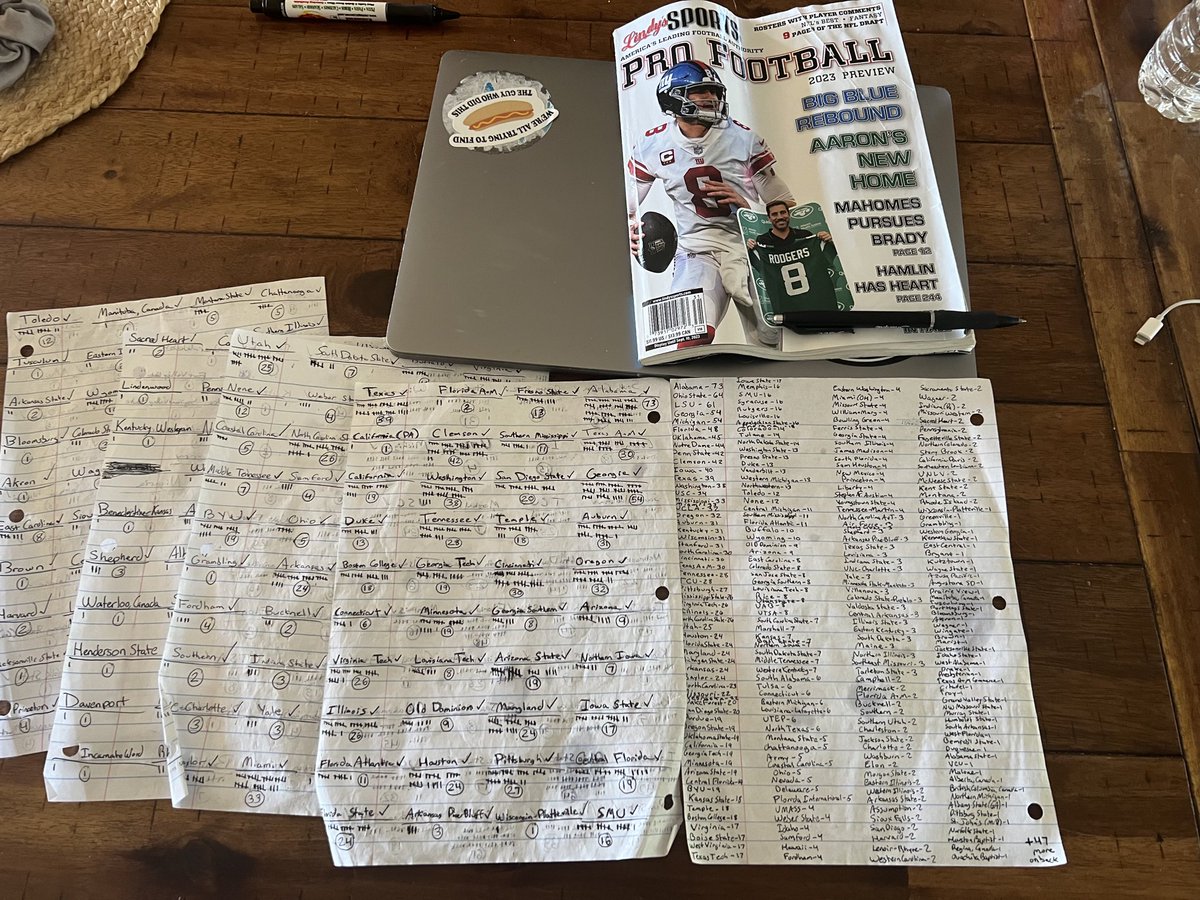 danabeers's tweet photo. Every 5 years or so I’ll go through each NFL team’s pre-camp rosters and see where everyone went to college. I’m well aware of how psychotic it is but it’s a great time https://t.co/DiBiDWmfJ5