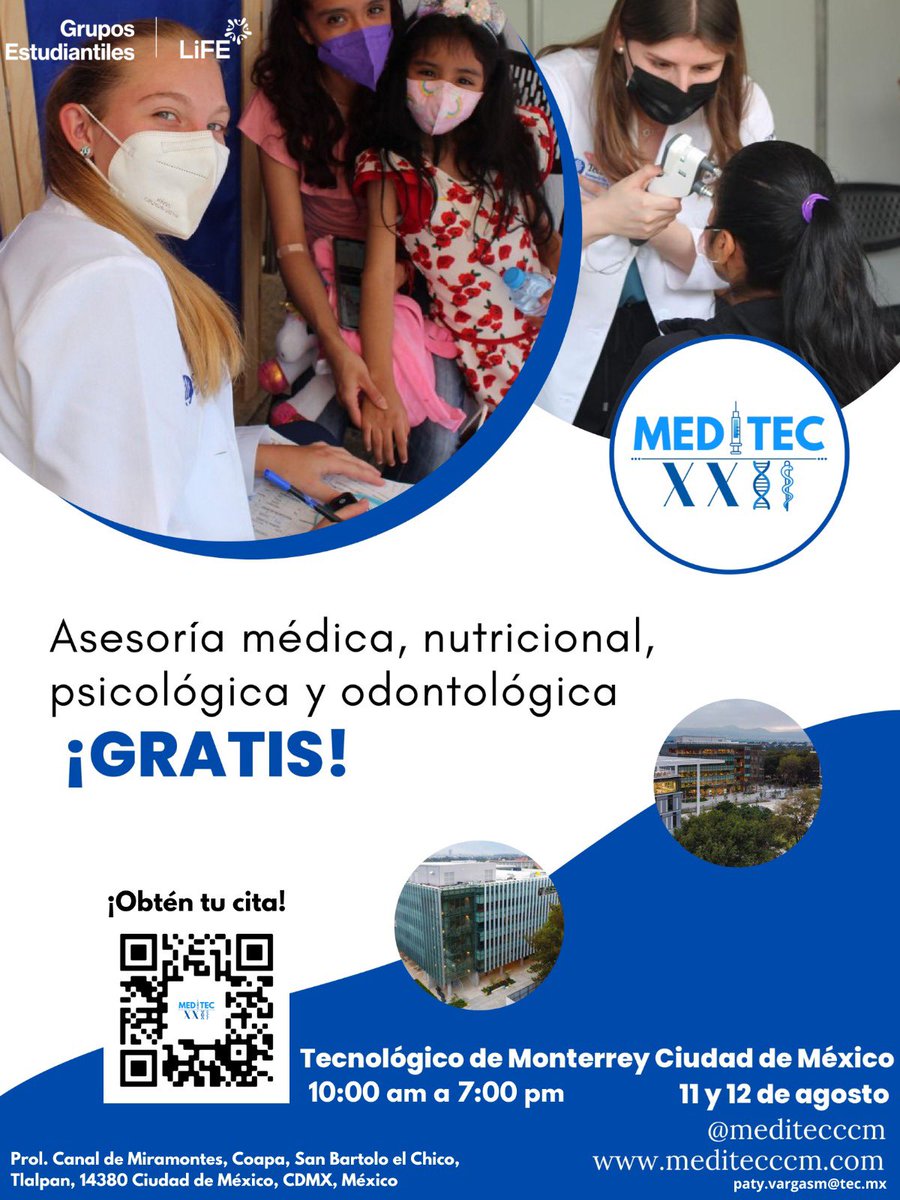 MarcT_1's tweet photo. Asesoría médica totalmente gratuita en Tec de Monterrey CCM !!

¿me pueden ayudar compartiendo esta información en grupos de whats, facebook, comunidades, etc?  Puede ser de gran ayuda para la persona indicada! https://t.co/sUZn5gv6IE