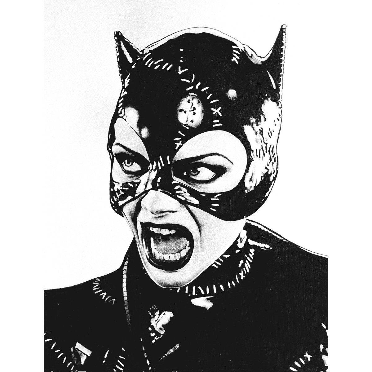 ArtistSKent's tweet photo. Completed pencil portrait of actress Michelle Pfeiffer as Catwoman #art #artistskent #michellepfeiffer #Catwoman #drawing https://t.co/mZZyZdfG8m