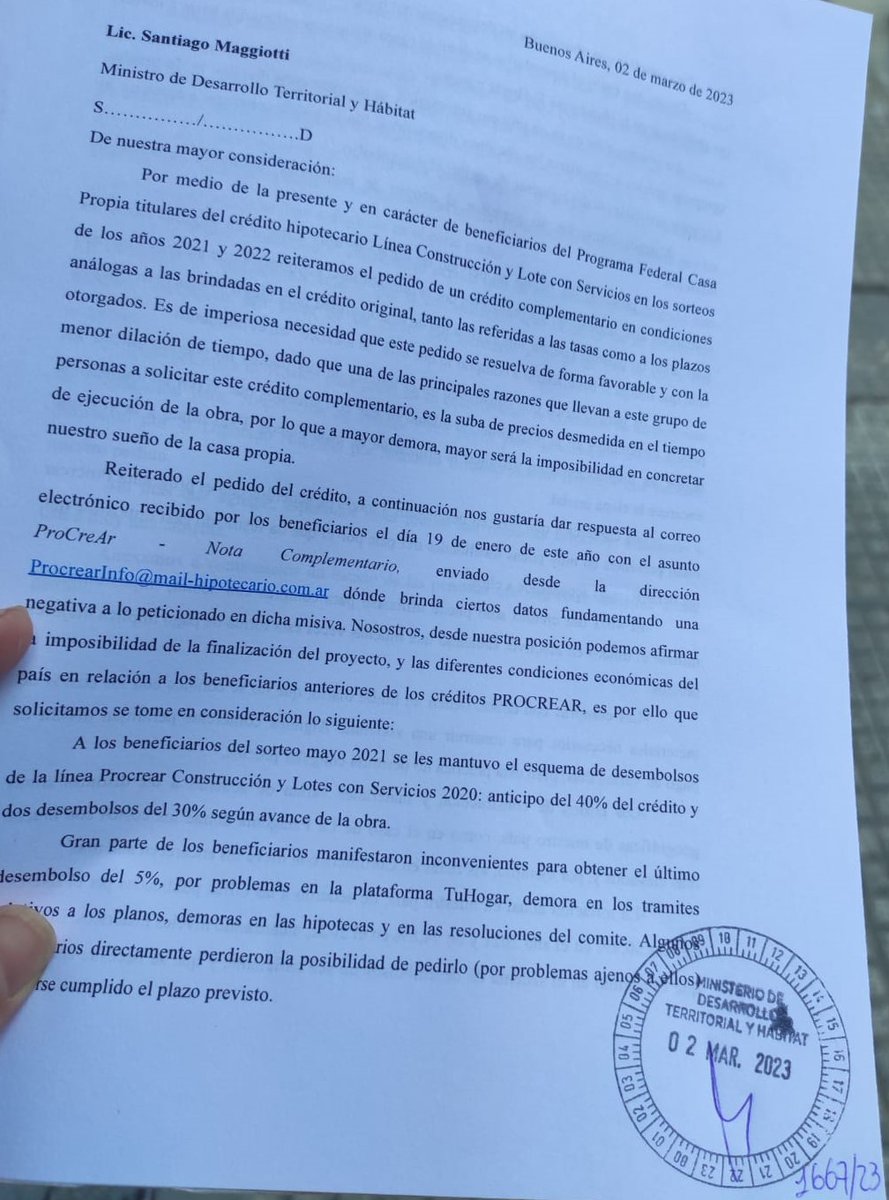 <a href="/MinurviArg/">Minurvi</a> <a href="/lucianoscato/">Luciano Scatolini</a> <a href="/MinHabitatAR/">Ministerio de Desarrollo Territorial y Hábitat</a> Nota presentada al Ministerio