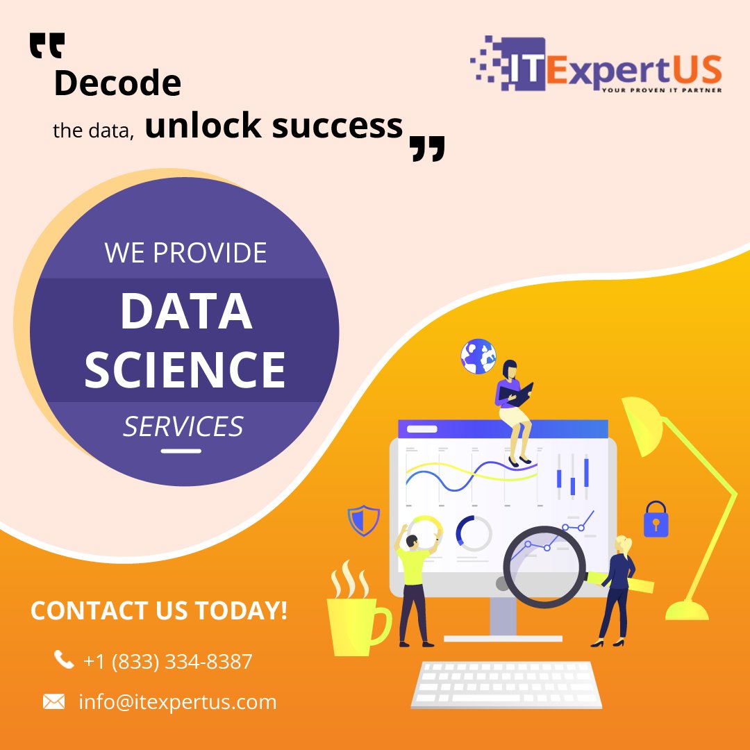 itexpertus's tweet image. At ITExpert US, we bring cutting-edge Data Science Services to empower your business with actionable insights. 
For free consultation 👇
📱+1 (833) 334-8387
📩info@itexpertus.com
🌐itexpertus.com
 #DataScienceSolutions #ITExpertUS #DataDrivenSuccess