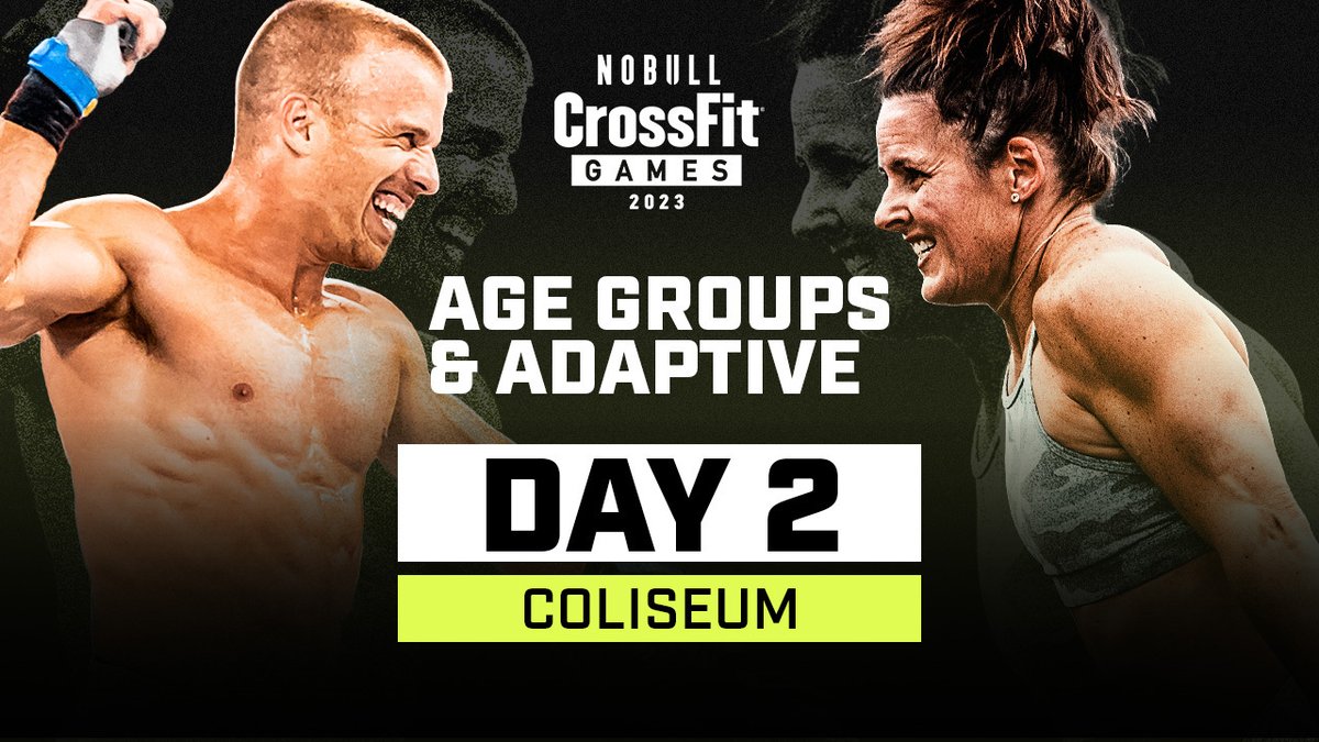 the_cfgames's tweet photo. Day 2 Age Group &amp; Adaptive Coliseum — 2023 CrossFit Games Catch All the action 
livestream Available here: https://t.co/hdgK0FDigT 

Wednesday, Aug. 2, 2023
Age Group — 10:00 a.m. to 6:15 p.m.
Adaptive — 10:00 a.m. to 6:15 p.m
#CrossFit #CrossFitGames #CrossFitMasters https://t.co/xOzagbSirG