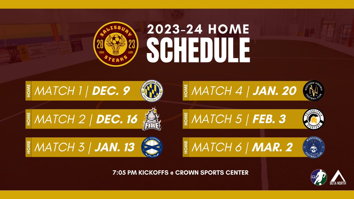 Season ($40) &amp; Individual Game ($15) Tickets are now on sale for our inaugural 2023-24 indoor soccer season at prosocceralliance.com/salisbury