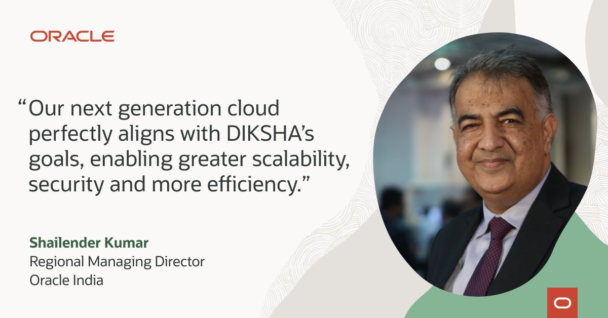 PriyaThej's tweet photo. Discover how India’s free education tech platform, DIKSHA, accessed by 200 million students uses @OracleCloud Infrastructure to improve accessibility, scalability and security. https://t.co/7eDeEZrwvy https://t.co/gHzPkm1fOm