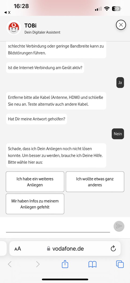 superwash's tweet photo. @vodafone_de Danke, euer TOBI ist leider etwas … dumm, und brachte und kein Stück weiter. https://t.co/6U9SRoVTne