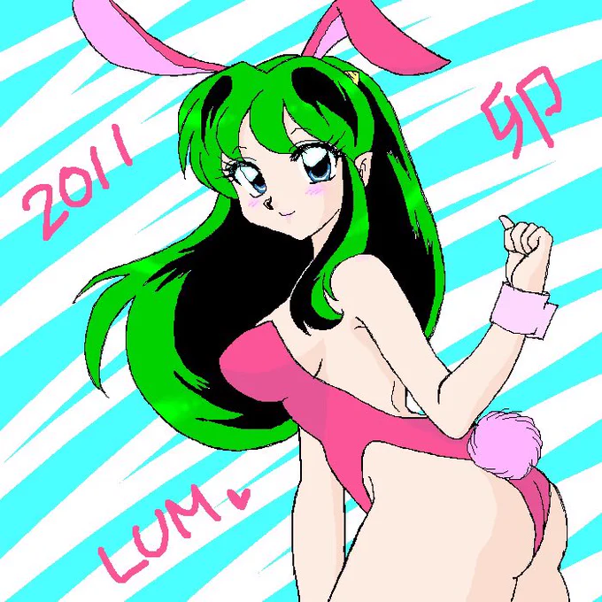 過去の卯年に描いたお年賀バニーラムちゃんも上げとこ☆  しっぽの位置がおかしいけど気にしないでください