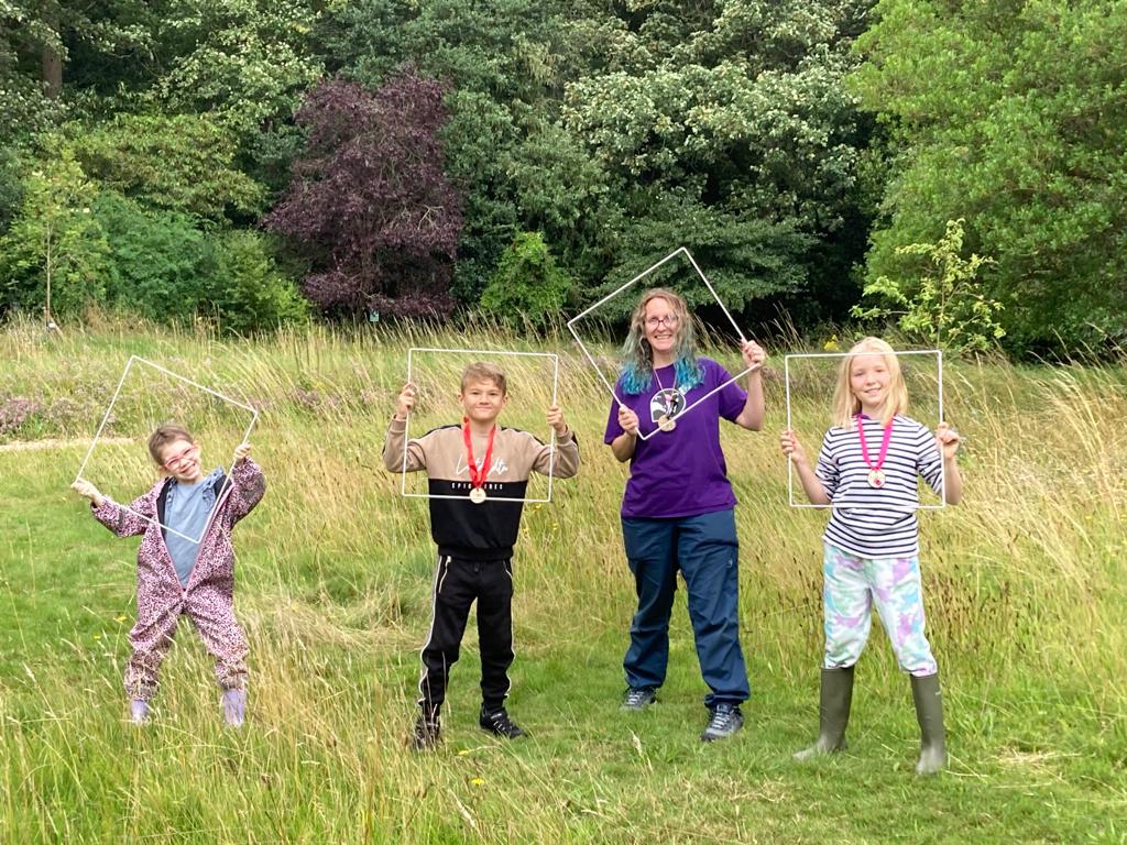 We had a great time today <a href="/BBOWT/">BBO Wildlife Trust</a> Woolley Firs on our Green Planet day camp.
I asked the children what these quadrats were, and they said picture frames, so here we are! 🤣