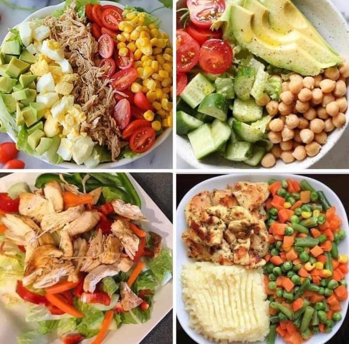 NutriologoGiron's tweet image. 4 ideas de ensaladas 

1
Aguacate
Huevo 
Atun
Jitomate
Granos de elote

2
Aguacate
Garbanzo 
Pepino
Jitomate

3
Pollo
Cama de lechuga 
Pimienta

4
Pollo
Puré de papá
Chicharros
Granos de elote
Zanahoria