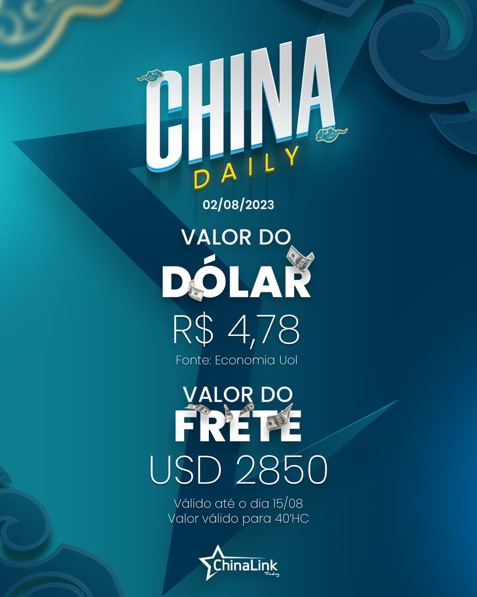 chinalinkbr's tweet photo. Fala importador! 👋🏼

Ótima quarta-feira com nossa atualização diária do dólar. 💵 https://t.co/ZiKbp5FhDe