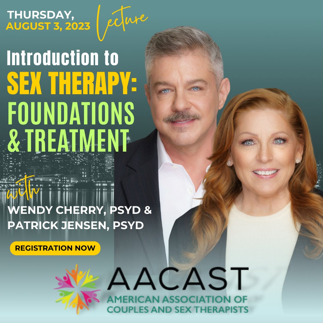 AACAST_IACT's tweet photo. Our new course, Part II: Human Sexuality, Sex Education &amp; Sex Therapy (HSSEST) finally opens tomorrow!
https://t.co/FaWHICCHkf

Join us on our first lecture about the
Introduction to Sex Therapy: Foundations &amp; Treatment with Wendy Cherry, PsyD &amp; Patrick Jensen, PsyD. https://t.co/OKzmJSkesV