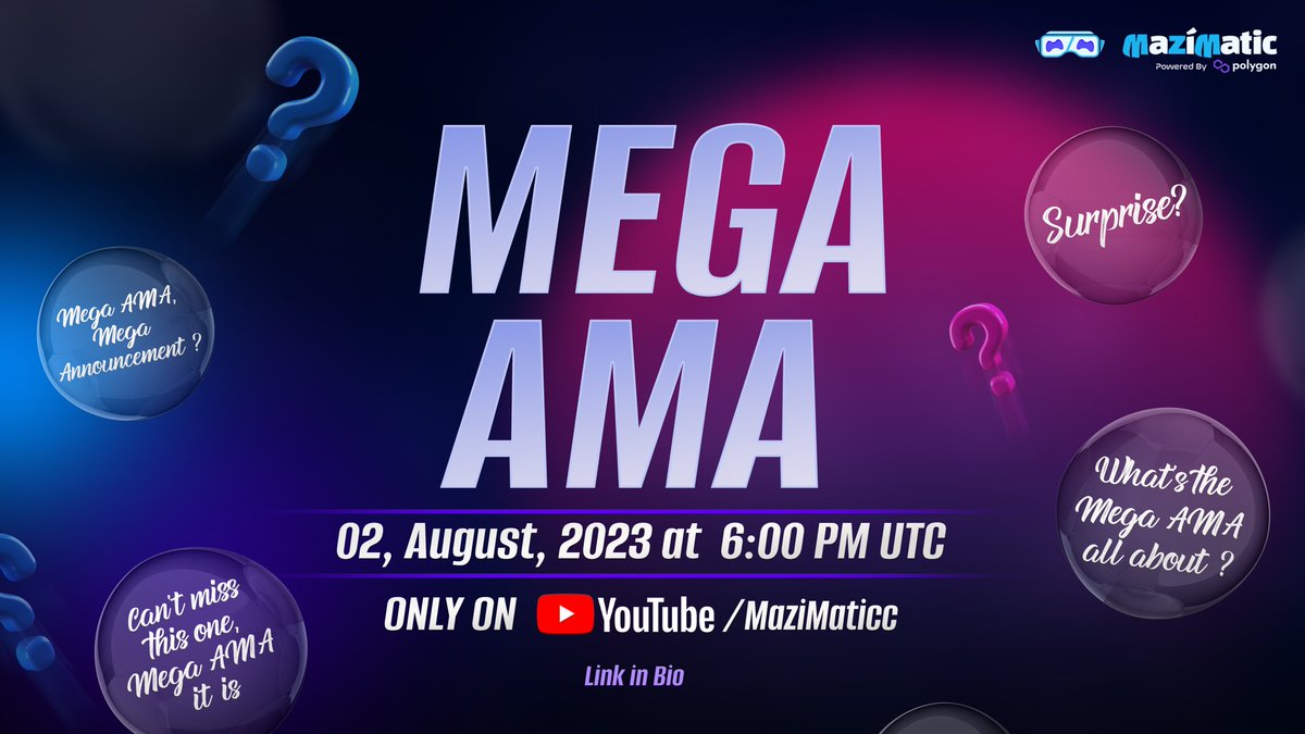 Don't miss out on today's mega AMA
#Mazimatic 

Get all the inside scoop on their exciting upcoming projects. 

Join us now and stay ahead of the game! #Mazimatic #AMA #upcomingprojects 
#Saitama 
@Epayme_uae