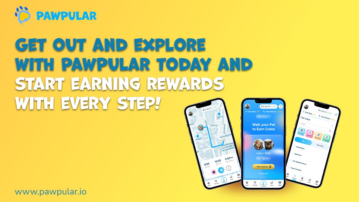 PawpularApp's tweet image. "🐾📱 Unleash the fun with PawPular! 

🎉 Walk your furry friend, earn real rewards. 
Our NFT-powered app strengthens the bond, boosts pet health, and rewards you for every step. Get waggin'! 🐶💰

#PawPular #WalktoEarn #NFTcollection #Web3app #petapp #POLYGON #pawpularapp