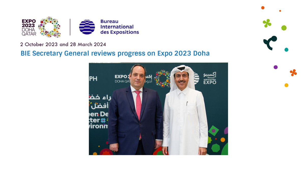 World Expo EDU Media (@worldexpoedu) on Twitter photo Do you know DOHA? The inaugural A1 Int'l Horticultural Exhibition is in Doha, Qatar.
<a href="/Expo2023Doha/">Expo2023Doha</a>'s theme
“Green Desert, Better Environment”
bit.ly/DOHAstatus
Doha's Expo > bit.ly/BIEDoha
<a href="/AIPHGlobal/">AIPH</a>
<a href="/bieparis/">BIE</a>
<a href="/WorldExpoEdu/">World Expo EDU Media</a>
<a href="/SocialWendy/">Wendy Meadley</a>
#expo2023
#horticulture Do you know DOHA? The inaugural A1 Int'l Horticultural Exhibition is in Doha, Qatar.
<a href="/Expo2023Doha/">Expo2023Doha</a>'s theme
“Green Desert, Better Environment”
bit.ly/DOHAstatus
Doha's Expo > bit.ly/BIEDoha
<a href="/AIPHGlobal/">AIPH</a>
<a href="/bieparis/">BIE</a>
<a href="/WorldExpoEdu/">World Expo EDU Media</a>
<a href="/SocialWendy/">Wendy Meadley</a>
#expo2023
#horticulture