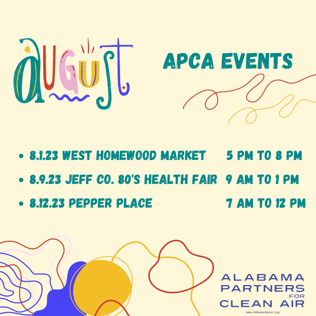 ALCleanAir's tweet image. So excited for a few August Events!!!!