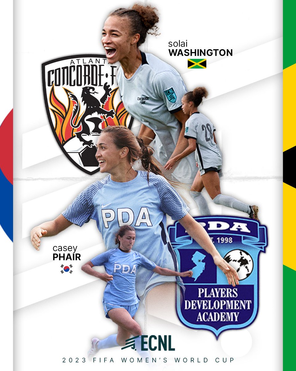 ECNL athletes are making history at this year’s World Cup!

17 year-old Solai Washington of Concorde Fire Platinum (<a href="/ConcordeSoccer/">Concorde Fire Soccer</a>) made her World Cup debut for Jamaica, while 16 year-old Casey Phair of PDA (<a href="/PDAGirlsSoccer/">PDA</a>) made her World Cup debut for South Korea, becoming the
