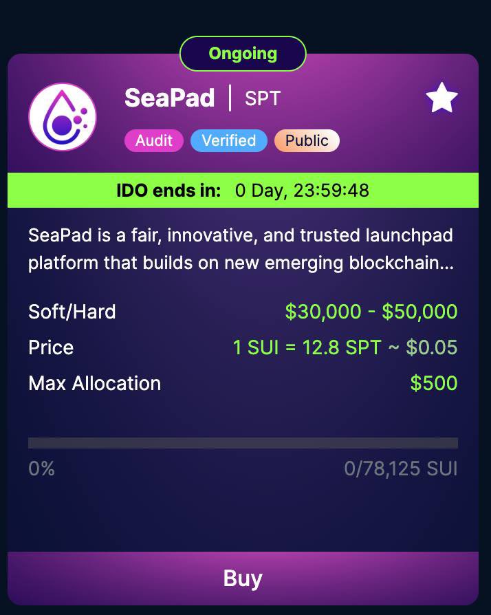 🚀🕒 
🎉 The PUBLIC SALE  is live now! ‼️
🎉 The PUBLIC SALE  is live now! ‼️
🎉 The PUBLIC SALE  is live now! ‼️
 - First Come, First Serve (FCFS) open on SeaPAD! 

👋 See you there!
app.seapad.fund/projects/64c61…

#SeaPAD #PublicSale #Crypto #Blockchain #FCFS