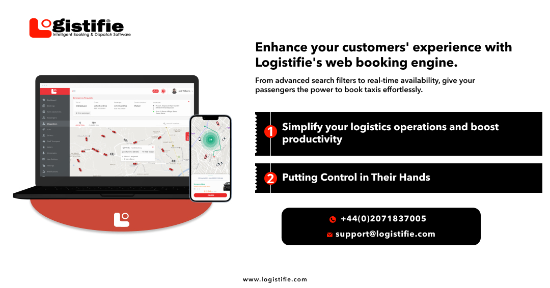 logistifie's tweet image. Enhance your customers&apos; experience with Logistifie&apos;s web booking engine. From advanced search filters to real-time availability, give your passengers the power to book taxis effortlessly.

#taxibooking #Bookings #OnlinebookingSystem #Transportation #car #cabbooking #cabbookings