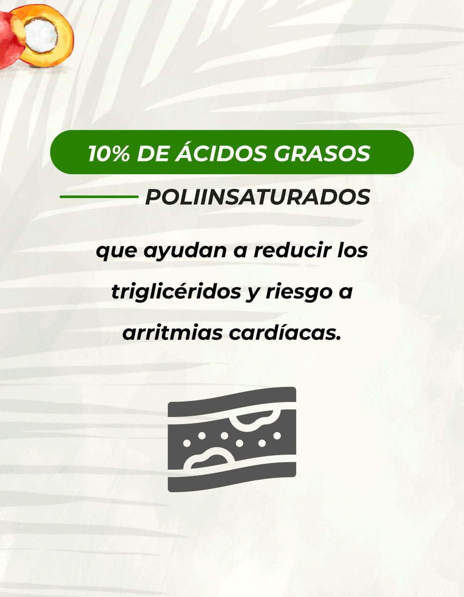 ¿Sabías que el #AceiteDePalma es libre de grasas trans? Lo que lo hace una excelente opción para sustituir hidrogenados de la industria que producen efectos negativos sobre la salud.

#Unipalma #CultivamosConElAlma
Te contamos de qué está compuesto nuestro Aceite de Palma 👇