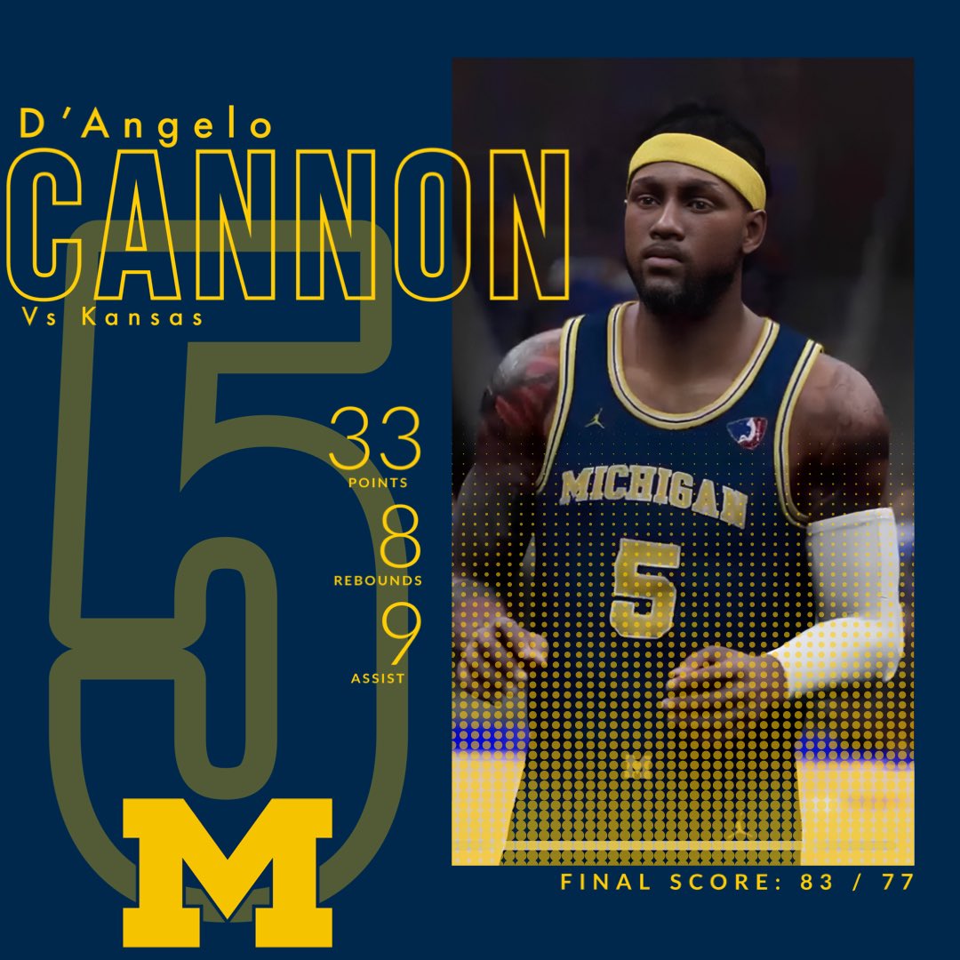 Michigan vs Kansas POTG… D’Angelo Cannon !!!