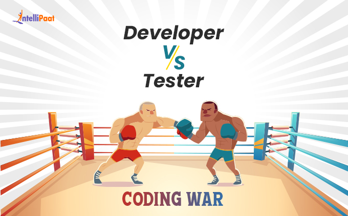Intellipaat's tweet image. The epic #CodingWar between developers ๐จโ๐ป and testers ๐ฉโ๐ฌ๐จโ๐ฌ. It's time to unravel the benefits of this rivalry that fuels innovation and quality. ๐ #TechCompetition #HealthyRivalry