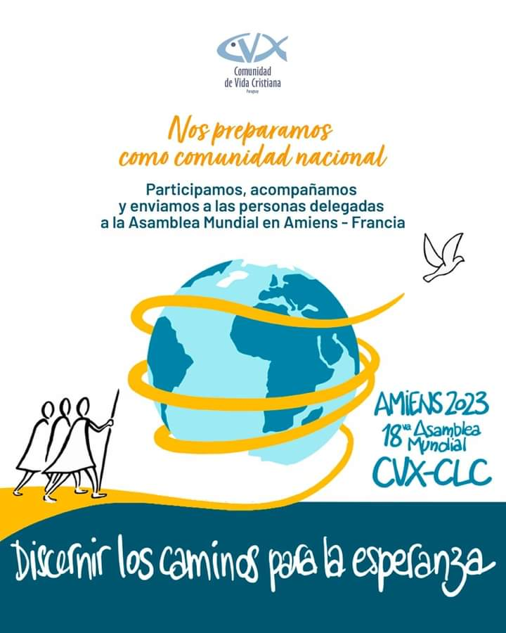 CVXParaguay's tweet photo. Nuestro delegado Sergio Odonne y asesor eclesial Pepe Ortega, SJ. Ya se encuentran camino a la Asamblea Mundial en Amiens. Encomendamos al Espíritu Santo para que puedan participar con ánimo predispuesto y traernos signos de los nuevos caminos de esperanza.✨ #somoscvxpy https://t.co/hSGbY4a12G