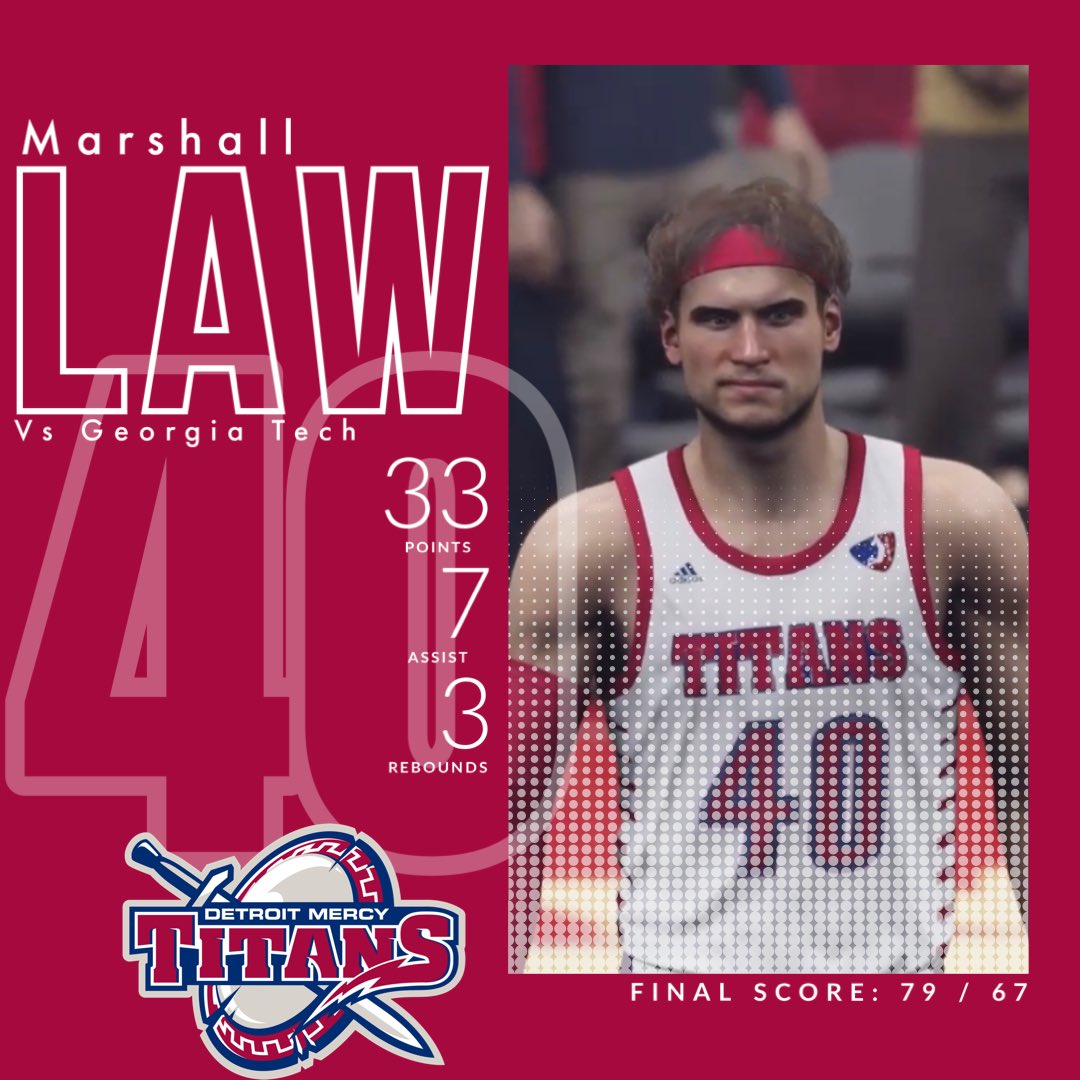 Detroit Mercy vs Georgia Tech POTG… Marshall Law !!!