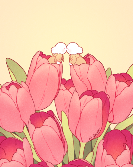 「tulip kiss (wallpaper sets below!) 」|rii abregoのイラスト