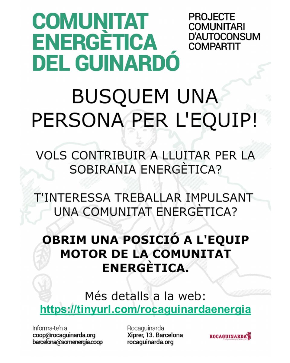 Batec_coop's tweet photo. 📢OFERTA DE FEINA📢

La Comunitat Energètica del Guinardó estan buscant una persona per a la gestió de la CEL.

📅Tens fins el 15 d'agost

Més info aquí👉https://t.co/59VZozhe9f https://t.co/IXikXBT2sa
