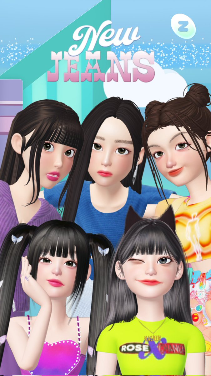 dubuzpt's tweet photo. Look, It's a new me . 
Switched it up, who's this?
우릴 봐 NewJeans🐰 #NewJeans #Minji #Hanni #Danielle #Haerin #Hyein 💙❤💛💚💜 #ZEPETO https://t.co/0Y7VupjOWW