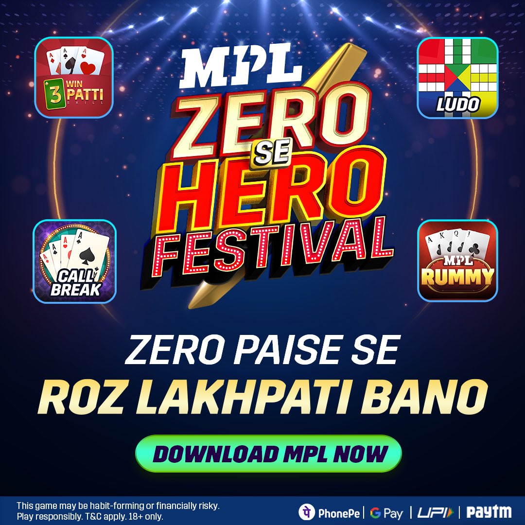 Jab kheloge aise waise apps par, Milega toh ghanta hi na! Ab khelo sirf MPL Zero se Hero Festival mein! Zero paise se roz Laakhon jeeto! Download the MPL Pro app now 👇🏼 mpl.onelink.me/paSU/ZSHPLAY30 . #ludo #mpl #mplludo #ZeroSeHero #onlinegaming #ghanta #MPLPro #krushnaabhishek