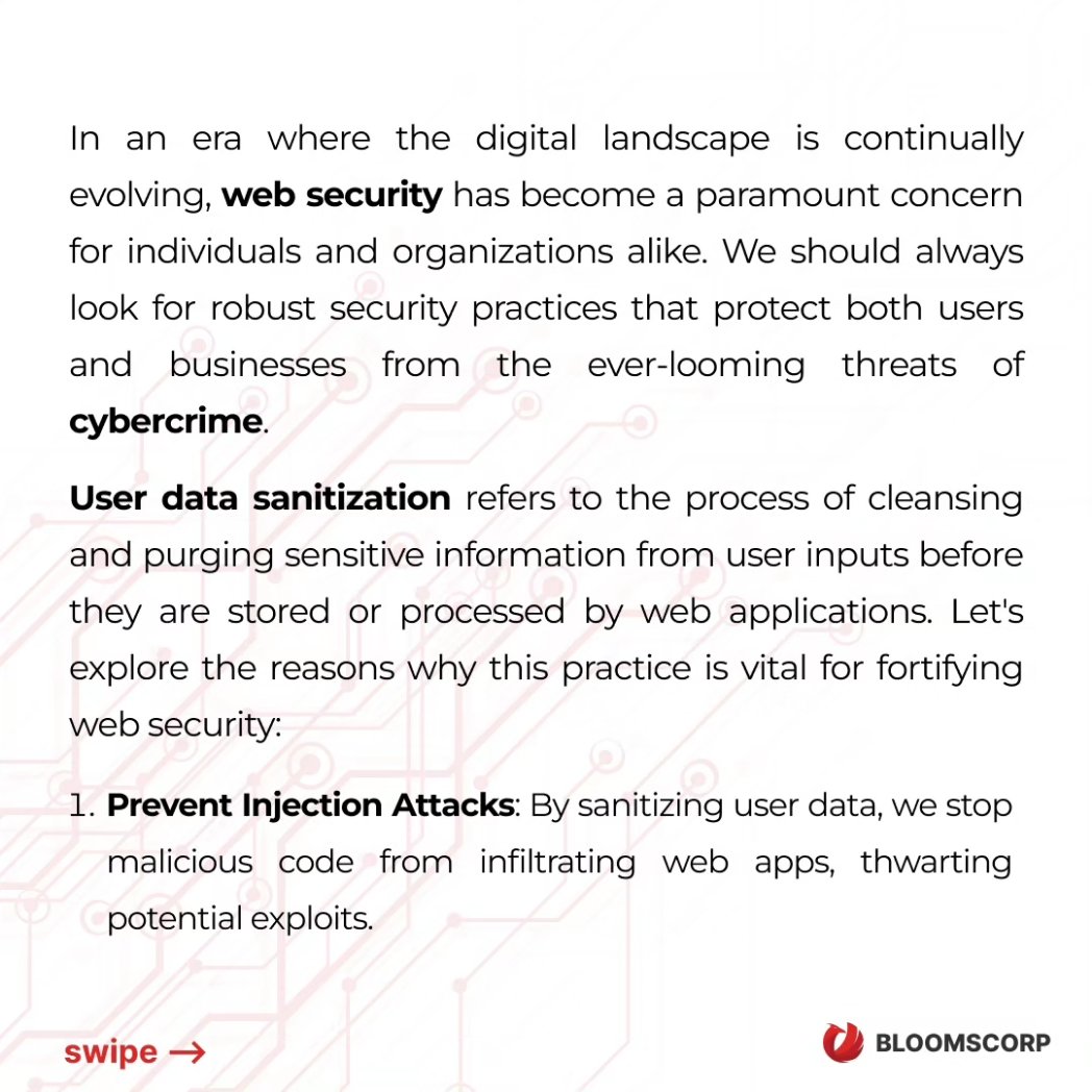 bloomscorp's tweet photo. 🔒 Safeguarding our Digital Frontier! 💻🛡️ Embracing data sanitization to fortify web security and protect users from cyber threats. 💪 Let's stand together against injection attacks, XSS vulnerabilities, and more. 💥✅ Privacy, trust, and resilience are our top priorities. 🙌 https://t.co/ZItrIV5qkA