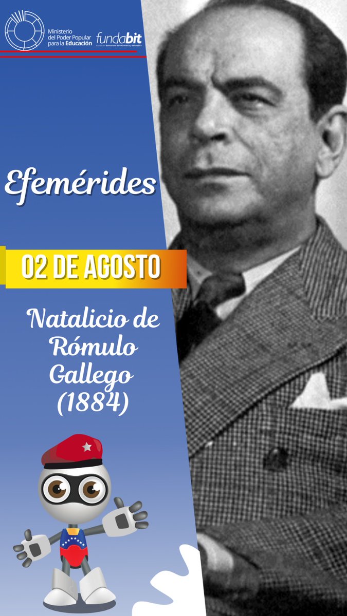 Fundabit_'s tweet photo. #2Ago Natalicio de Rómulo Gállegos, destacado escritor y político venezolano. Gállegos fue un defensor incansable de la democracia y los derechos humanos. Su legado literario, como "Doña Bárbara", sigue inspirando a generaciones.
#SomosFundabit
#GoogleCensuraAlPueblo https://t.co/1AHEVgQbMD