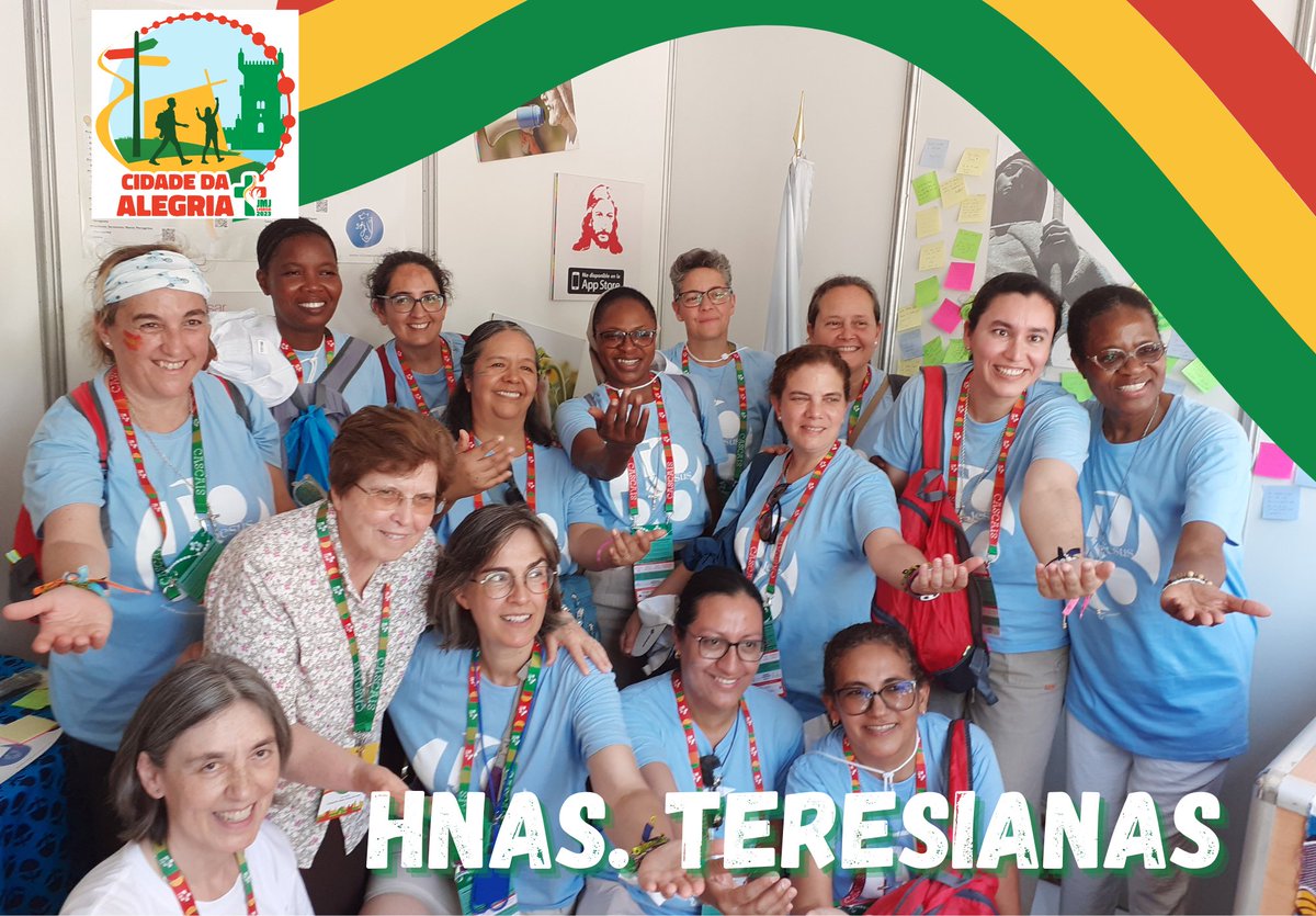 stjteresianas's tweet photo. ¡Y la #JMJ2023 nos trae regalos! Encontrarse hermanas de tantos lugares en el stand de la CIUDAD DE LA ALEGRÍA. Que sea siempre nuestro sello, la alegría teresiana y el valor del encuentro que nace de habernos encontrado con Jesús.
#jmj23teresianos #Lisboa #PapaFrancisco https://t.co/la2BMANUpn