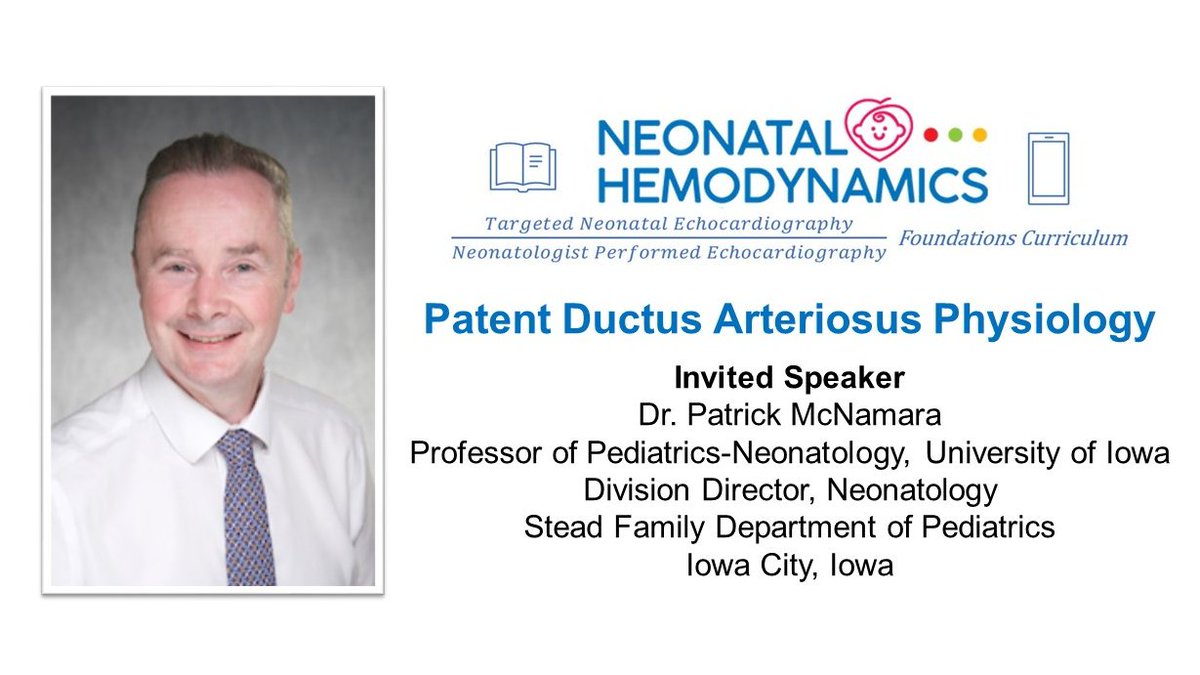 Join us on Wednesday August 9th @ 2pm ET/1pm CT for the next TNE/NPE Foundations Curriculum lecture. Dr. Patrick McNamara will be presenting on Patent Ductus Arteriosus Physiology. #neoTwitter #neohemodynamics Registration: us02web.zoom.us/webinar/regist…