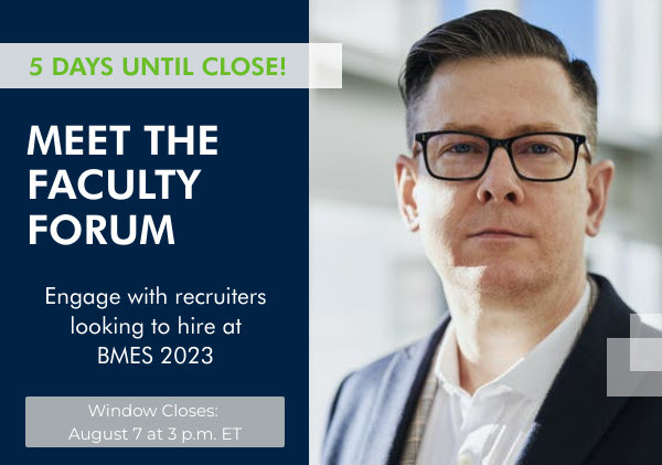 To qualify for this event, you must: Be actively on the market for the 2023-2024 recruiting cycle Have received your PhD in 2023 or prior Be an active BMES member Register to attend the 2023 BMES Annual Meeting by August 16 bmes.org/bmes2023-meet-…