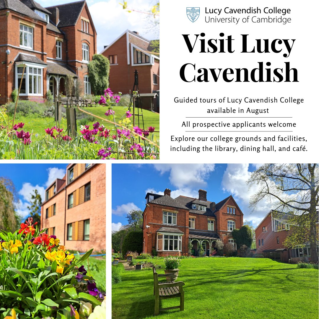 LucyCavAdm's tweet photo. 📢Prospective students! We are delighted to welcome you on a guided tour of Lucy Cavendish College this August. 

Sign up here!
https://t.co/FYxuGE5ur5 https://t.co/YVo3mhvGwi
