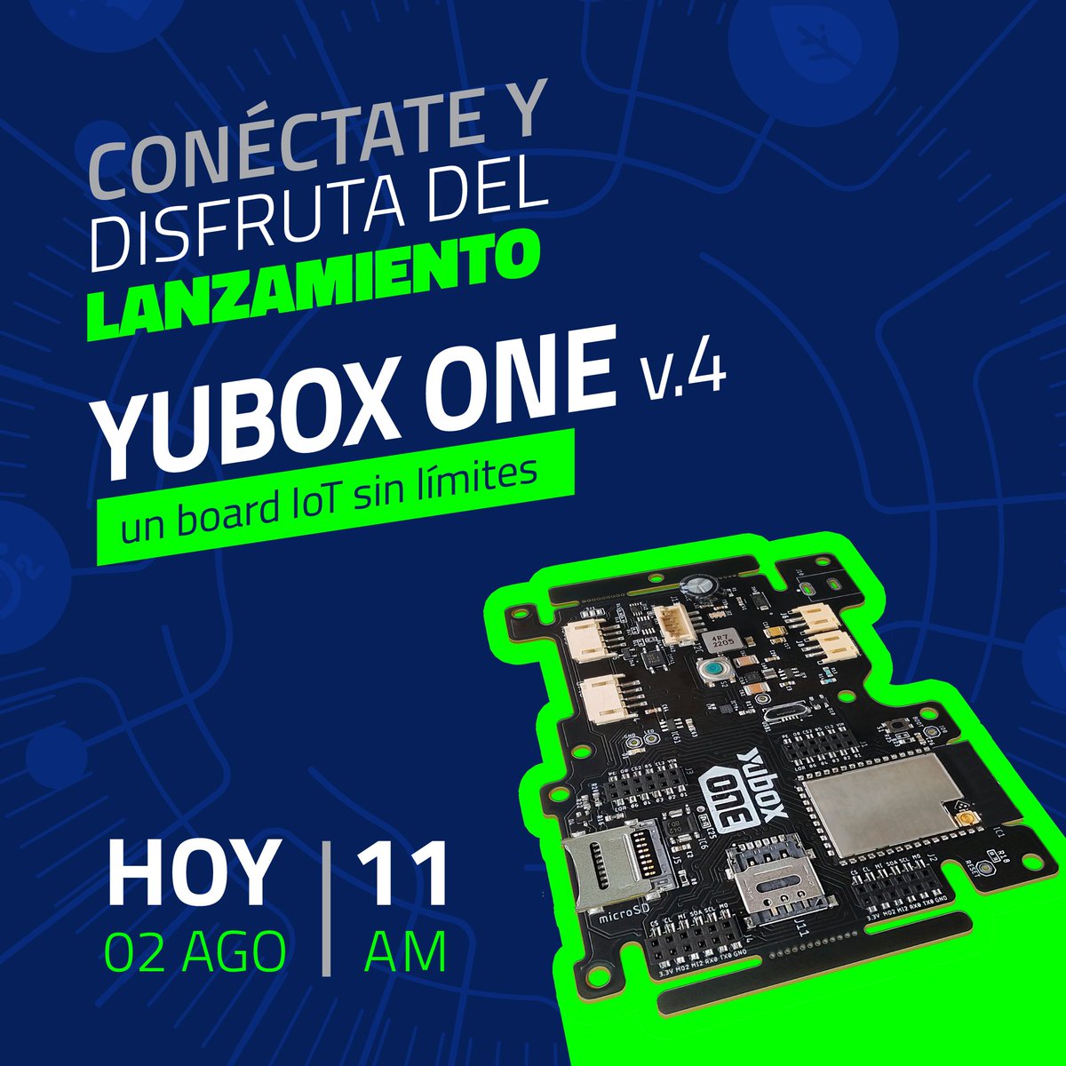 yuboxcom's tweet photo. ¡Hoy es el gran día!
Te invitamos a conectarte a las 11:00 hrs a nuestro #webinar: https://t.co/ZiCI8CfM04 y ser parte del lanzamiento de la nueva Yubox ONE, la tarjeta #IoT más poderosa y eficiente del mercado. #LoRaWAN #Industria40 #DataCenter #agricultura #acuicultura #BigData https://t.co/Jo87Forh2h