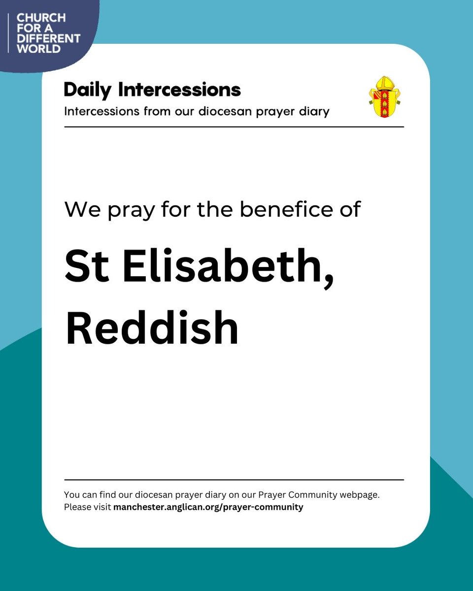 🙏

We pray for the benefice of <a href="/St_Elisabeths/">St. Elisabeth's Church, Reddish</a>, Reddish.
