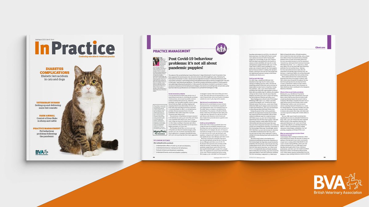 BritishVets's tweet image. In the latest edition of #InPractice, clinical animal behaviourist Loni Loftus considers post-pandemic behavioural problems in puppies and adult dogs. 

Have a read 👉 ow.ly/MhIk50Pmri3

#BVAJournals @manypets_uk