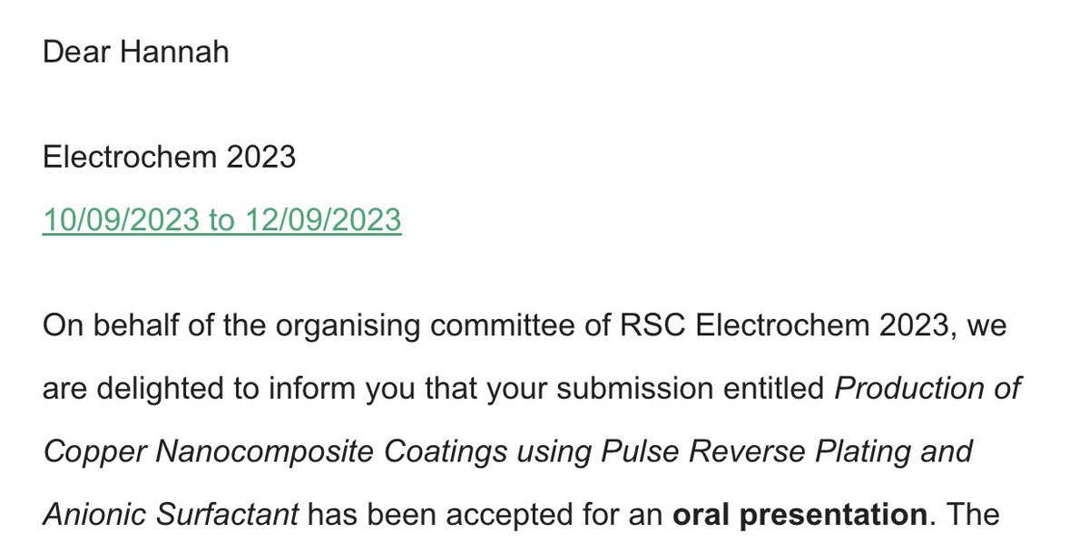 hannaholivia291's tweet photo. Super excited to be presenting at #Electrochem2023 in Bristol next month! Let me know if you’ll be there too 😁

#AcademicChatter #ChemTwitter #electrochemistry #conference #ukconference https://t.co/kmIyGJe2YQ