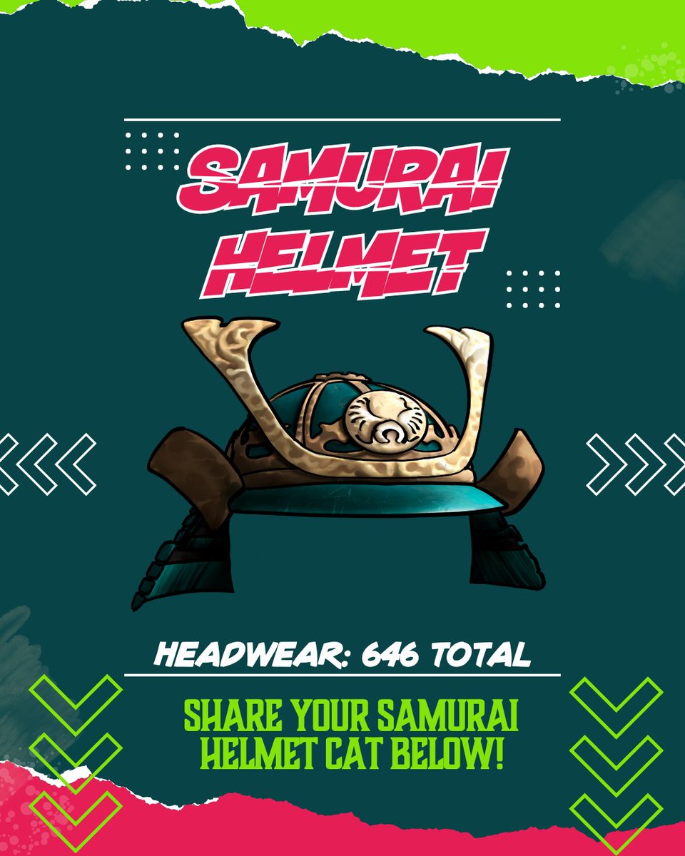 mutantcatsDAO's tweet photo. Ready to conquer the week? Samurai helmets on!  Post yours below and we'll support you with a follow https://t.co/GggAZ4ckO1