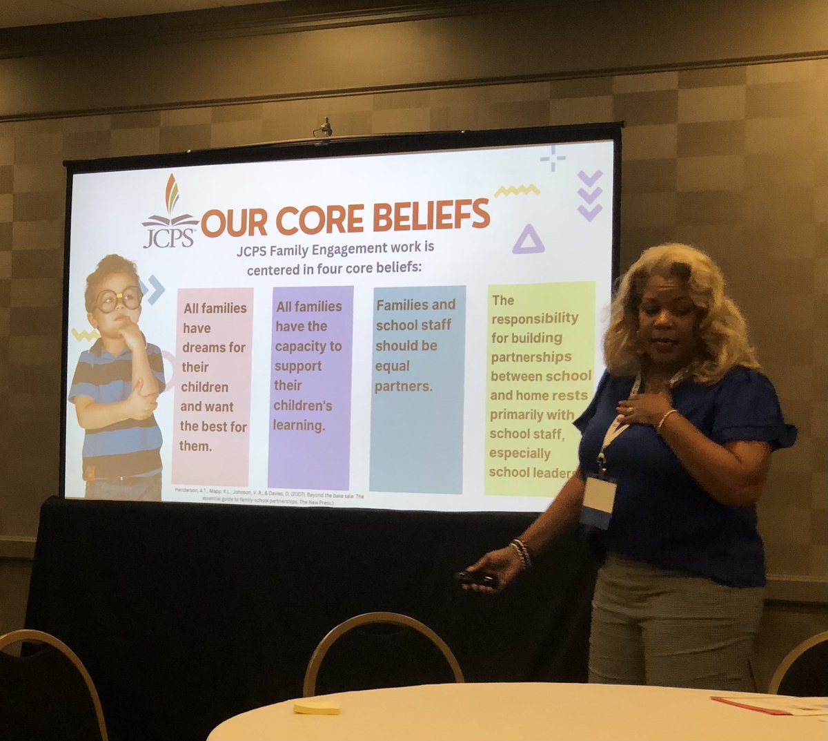 ExecDirBurba's tweet photo. Let’s start a revolution in JCPS Family Engagement! Thanks @jmwilson4 and @NCFL for changing beliefs and practices about what family engagement looks like, sounds like, and feels like in 2023! Two-way communication is key. @JCPSDL @JCPS_CAO https://t.co/SJWLOhfeVn