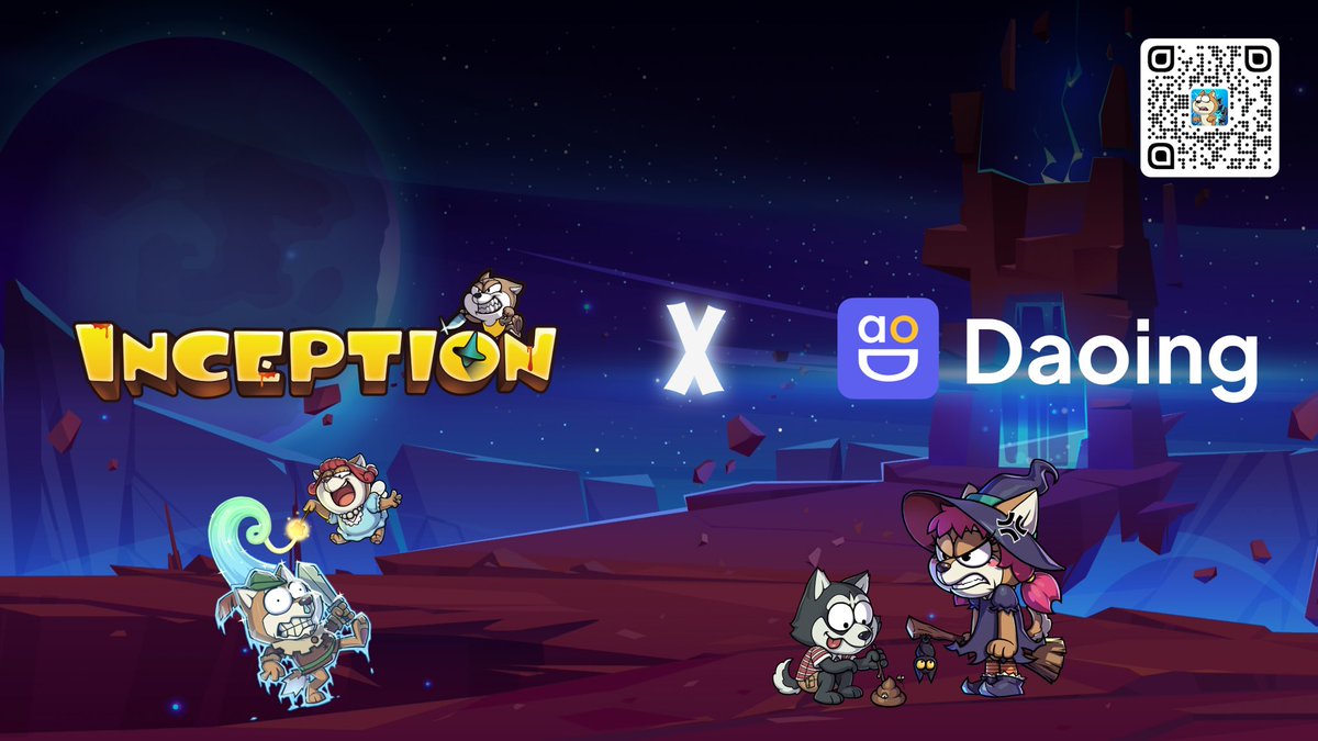inceptiongame's tweet photo. 🐾 Exciting news, fam 🥳 

We're thrilled to announce our partnership with @DaoingApp 🤝

👉 Scan the QR code to join the #INCEPTION community on #daoing and get a shot at winning the Whitelist 🏆

🔥 Don't miss out - Like, RT and comment below for a chance to win 5 Tier 1 #Whitelist spots 👇

#Giveaway #FreeMint