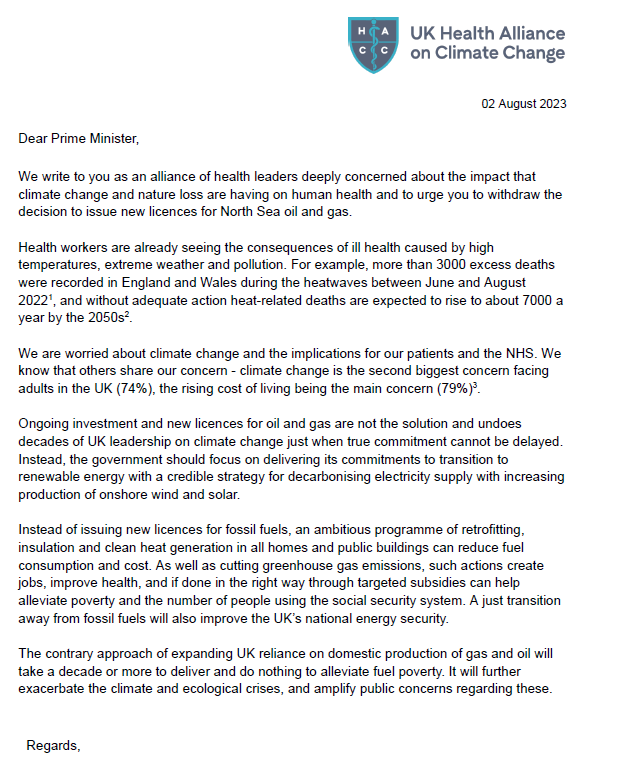TheBMA's tweet photo. The BMA’s @DrLatifaPatel is among the signatories of a letter from @UKHealthClimate to prime minister @RishiSunak calling for the new licences for North Sea oil and gas to be withdrawn.

Read the letter in full here: https://t.co/LN2KGixwHp