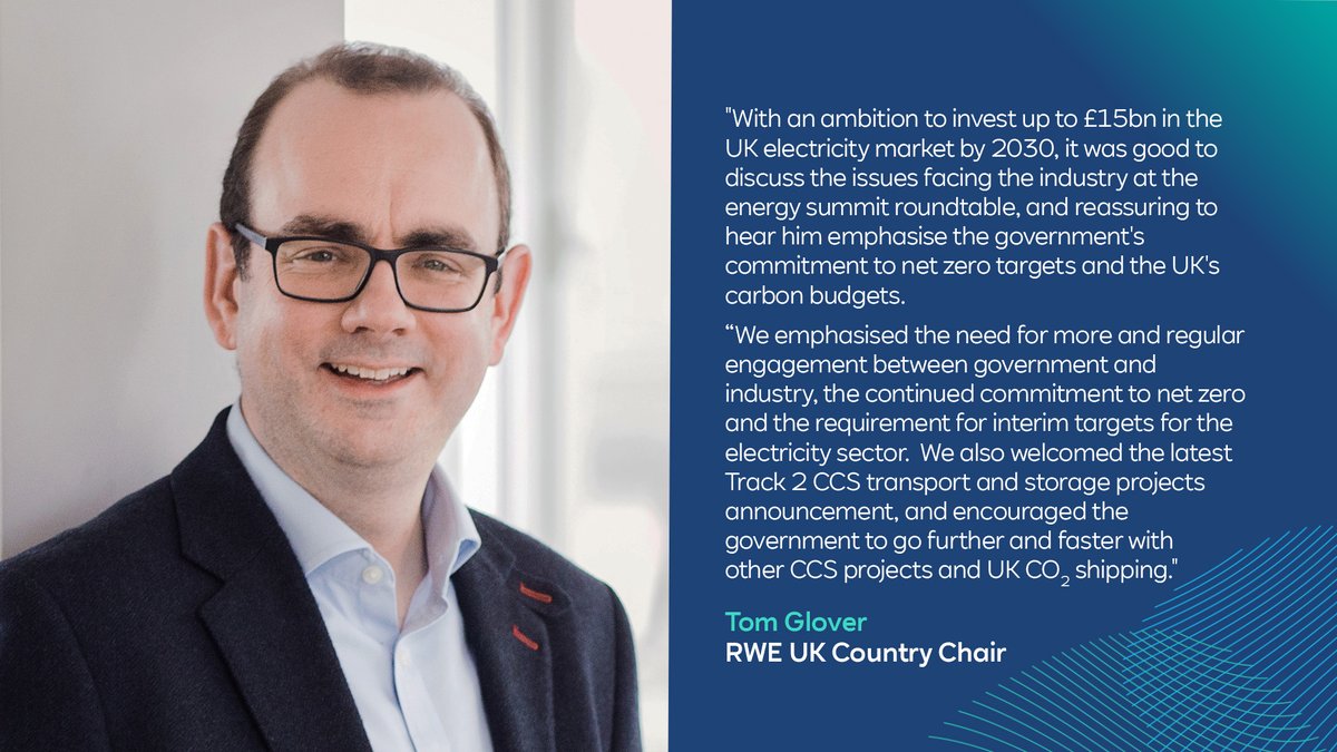 RWE_UK's tweet photo. Our Tom Glover today joined other UK energy leaders at today’s energy summit with @grantshapps.  Some reassuring messages around continued commitment to #netzero. @energygovuk Our reaction here👇 https://t.co/hjjBWMGkFm